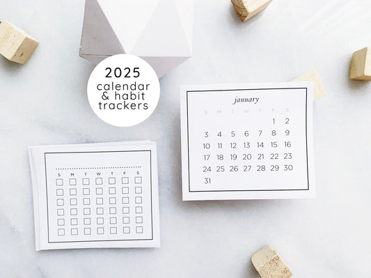 2025 Month and Habit Tracker Stickers • Calendar Stickers for Bullet Journals and Planners • Rectangle Stickers