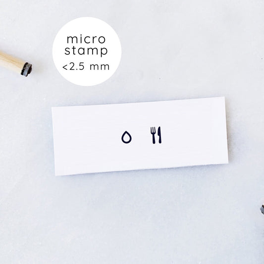 Micro Meal and Water Drop Rubber Stamp Set