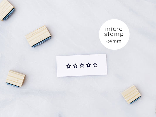 Micro Tiny Five Stars Rubber Stamp