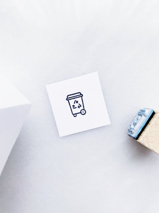 Recycling Bin Small Rubber Stamp • Recycling Day Planner Stamp • Small Stamps for Journals