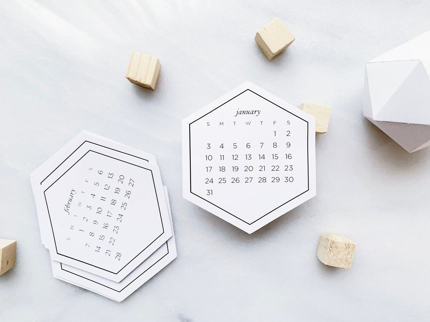 2024 Hexagon Calendar Stickers