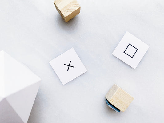 Small Cross X and Square Rubber Stamp Set • Tiny Stamps for Planners, Journals, and To Do Lists