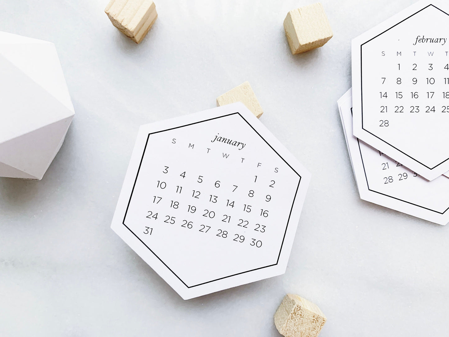 2024 Hexagon Calendar Stickers