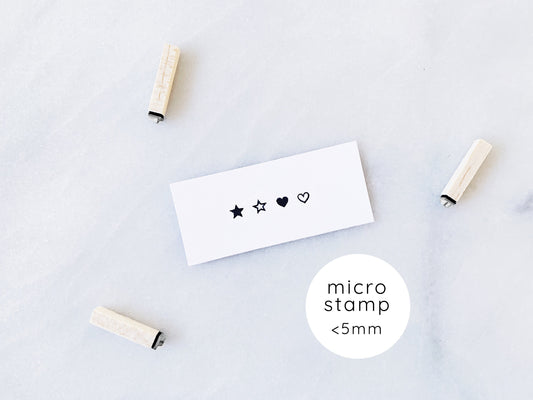 Micro Tiny Hearts and Stars Rubber Stamp Set