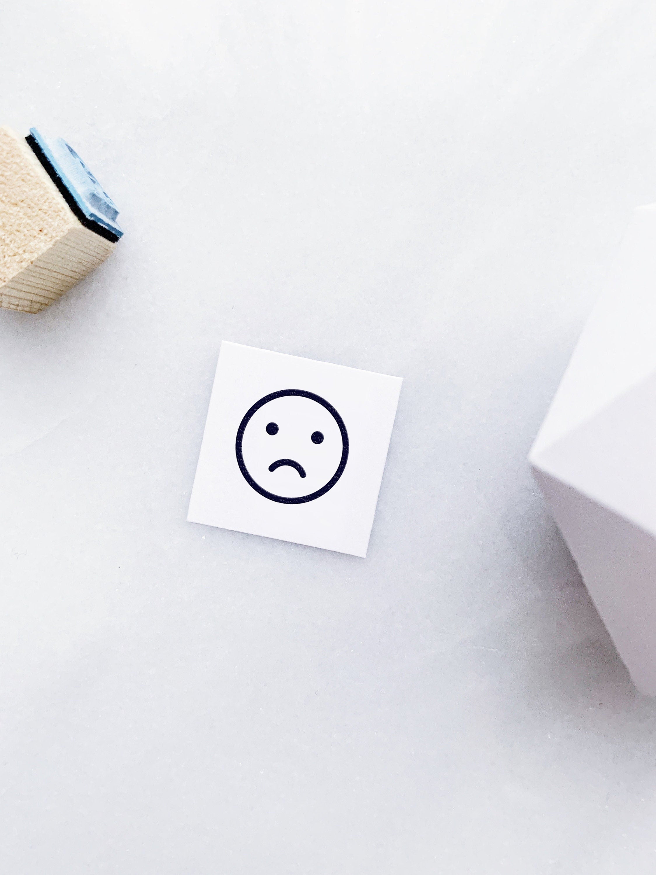 Sad Emoji Rubber Stamp • Small Mood Stamps • Sad Face Stamp • Mood Met ...