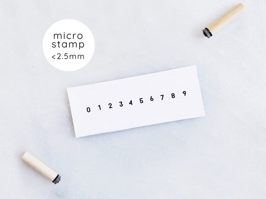 Tiny Numbers Rubber Stamp Set • Small Sans Serif Number Rubber Stamps • Micro Numbers Stamp Set