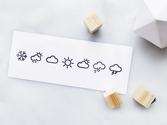 Weather Stamp Set for Planners and Bullet Journals • Weather Log Stamps • Weather Forecast Tracking Stamps
